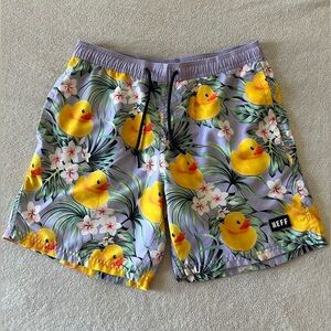 NEFF Men’s Small Rubber Ducky Tropical Floral Swim Trunks Board Shorts